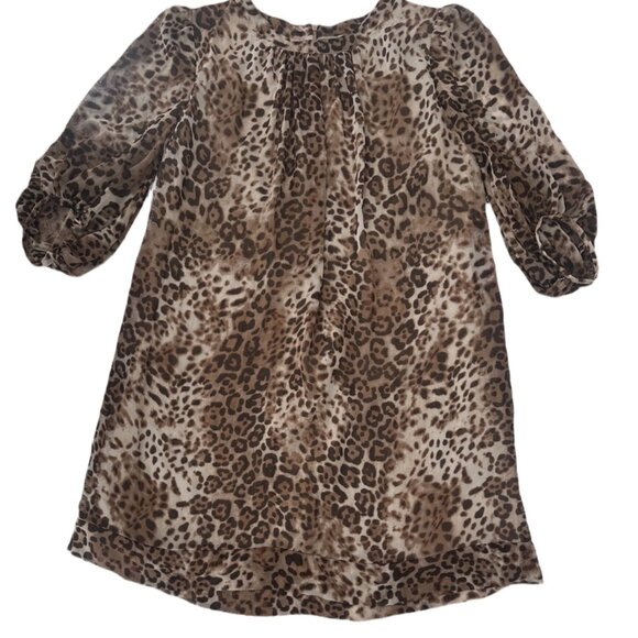 New York & Company Dresses & Skirts - Eva Mendes Women’s Leopard Print Dress Shift Puff Sleeve Size M